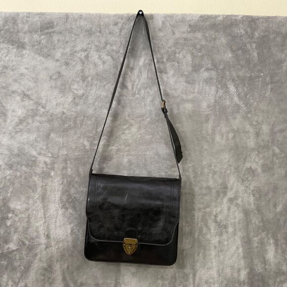 Steve Madden Purse Faux Leather Black Flap Cross Body Shoulder Bag toggle 90’s ? - Picture 4 of 14